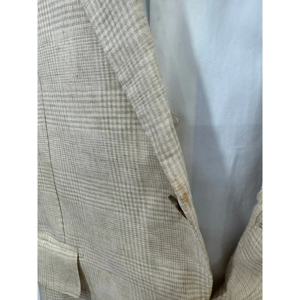 Suitsupply Men Tan Lazio Pure Linen Glen Check Sport Coat Blazer 42R